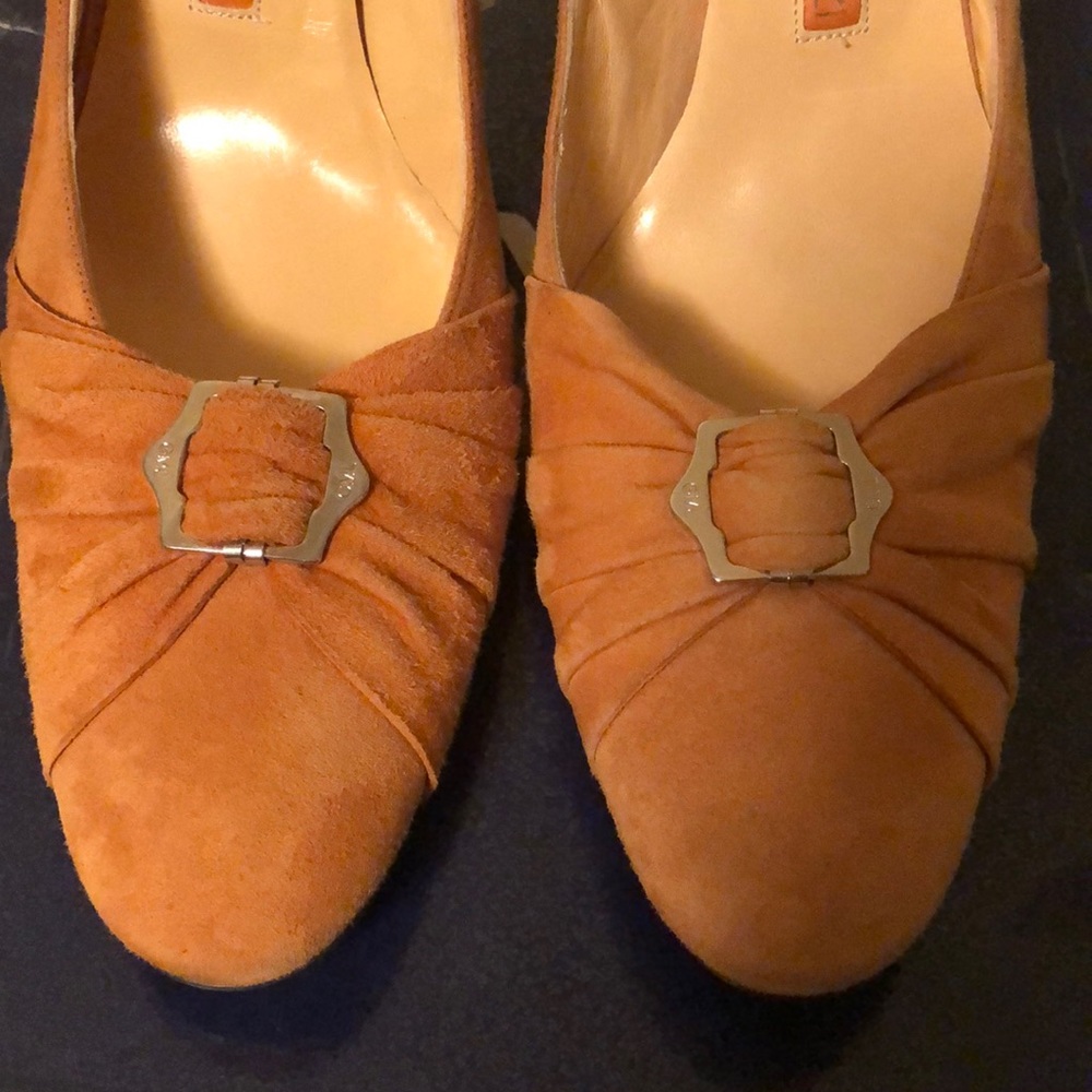 NWT GIANMARCO LORENZI RUST SUEDE HEELS SIZE 7 - Picture 9 of 9